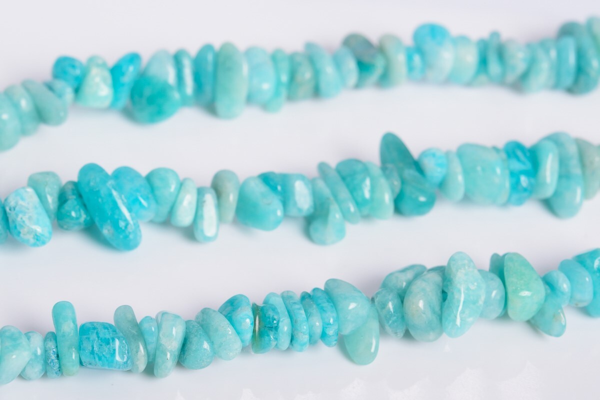 4-10MM Blue Amazonite Pebble Chips Grade AA Genuine Natural Loose Beads 15″