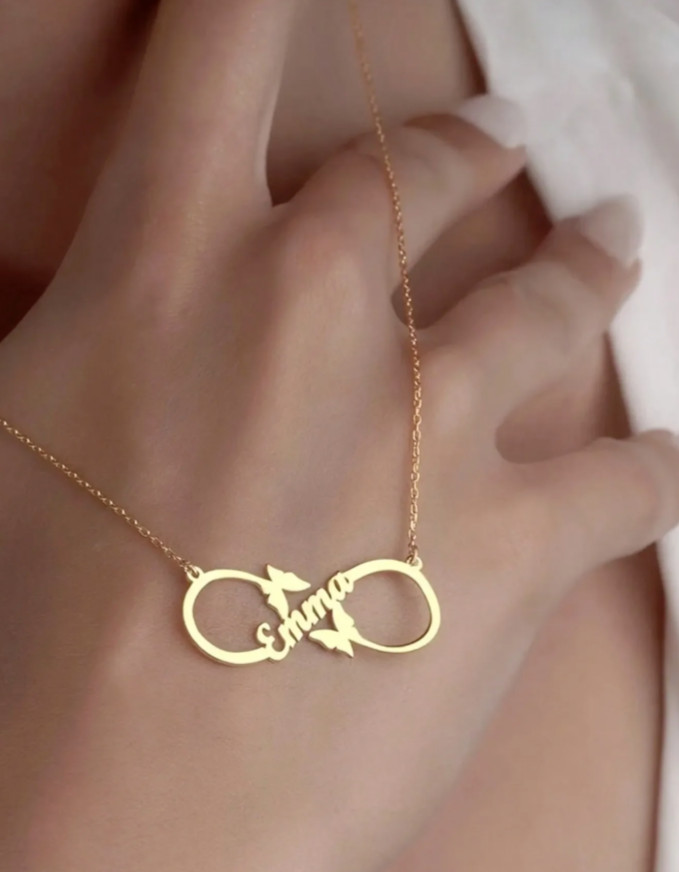 Personalized Name Double Butterfly Necklace Charm Pendant Wedding Jewelry Gift