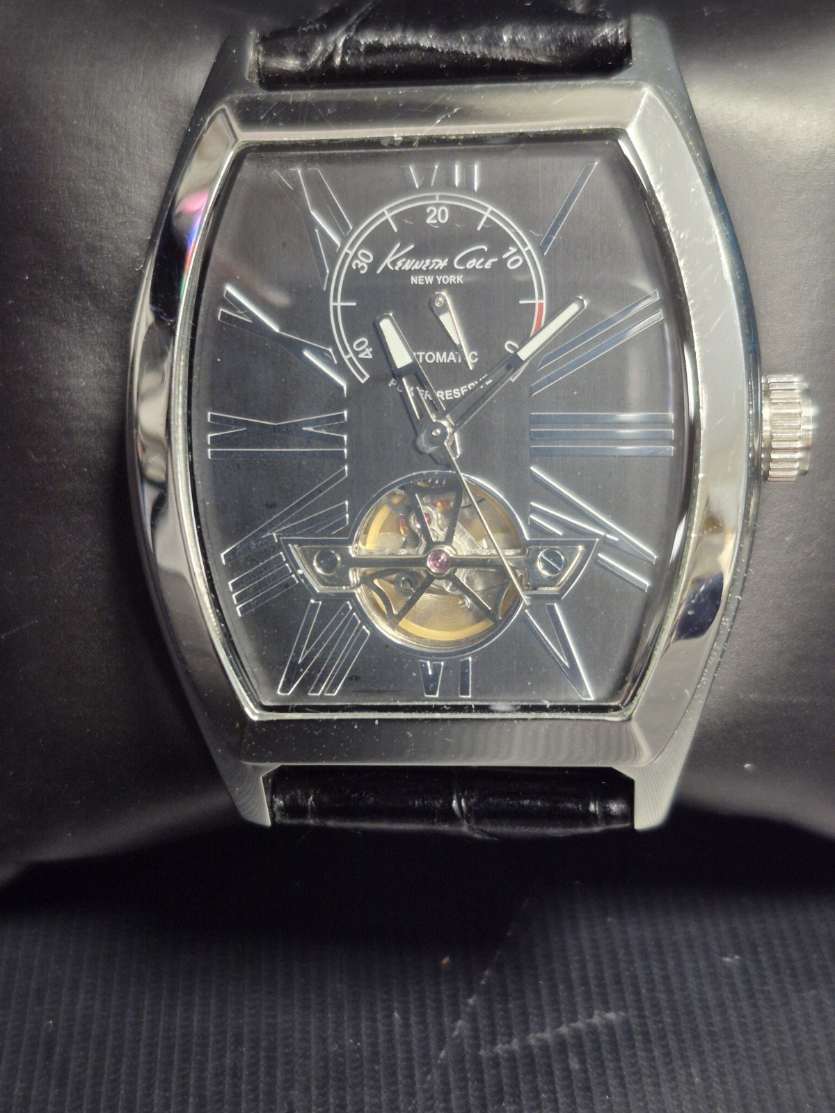 Kenneth Cole KC1982 NY Men’s Power Reserve Indicator Automatic Open Heart Watch