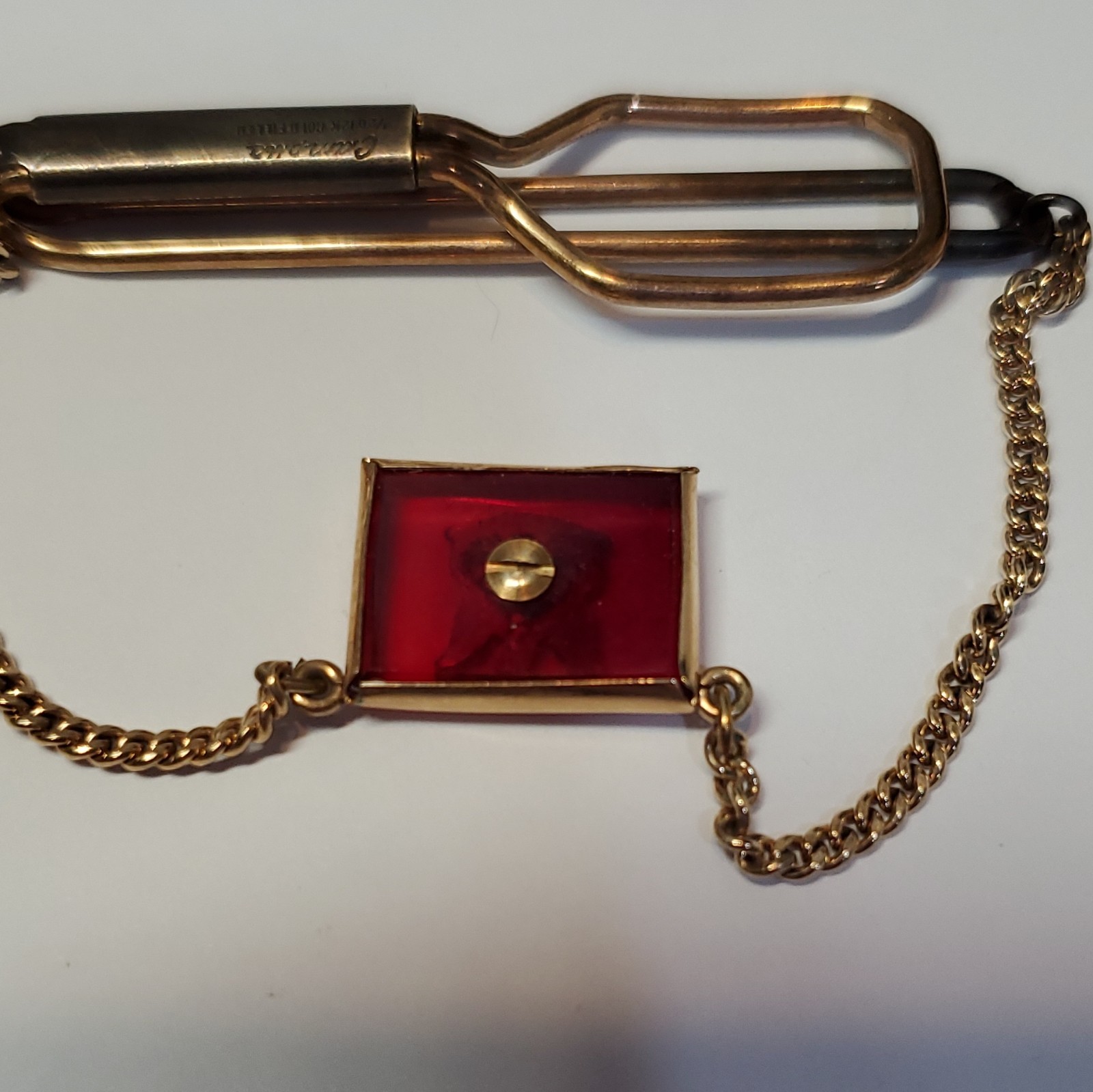 Vintage Tie Bar Fraternal Order of the Eagles Gold Tone FOE