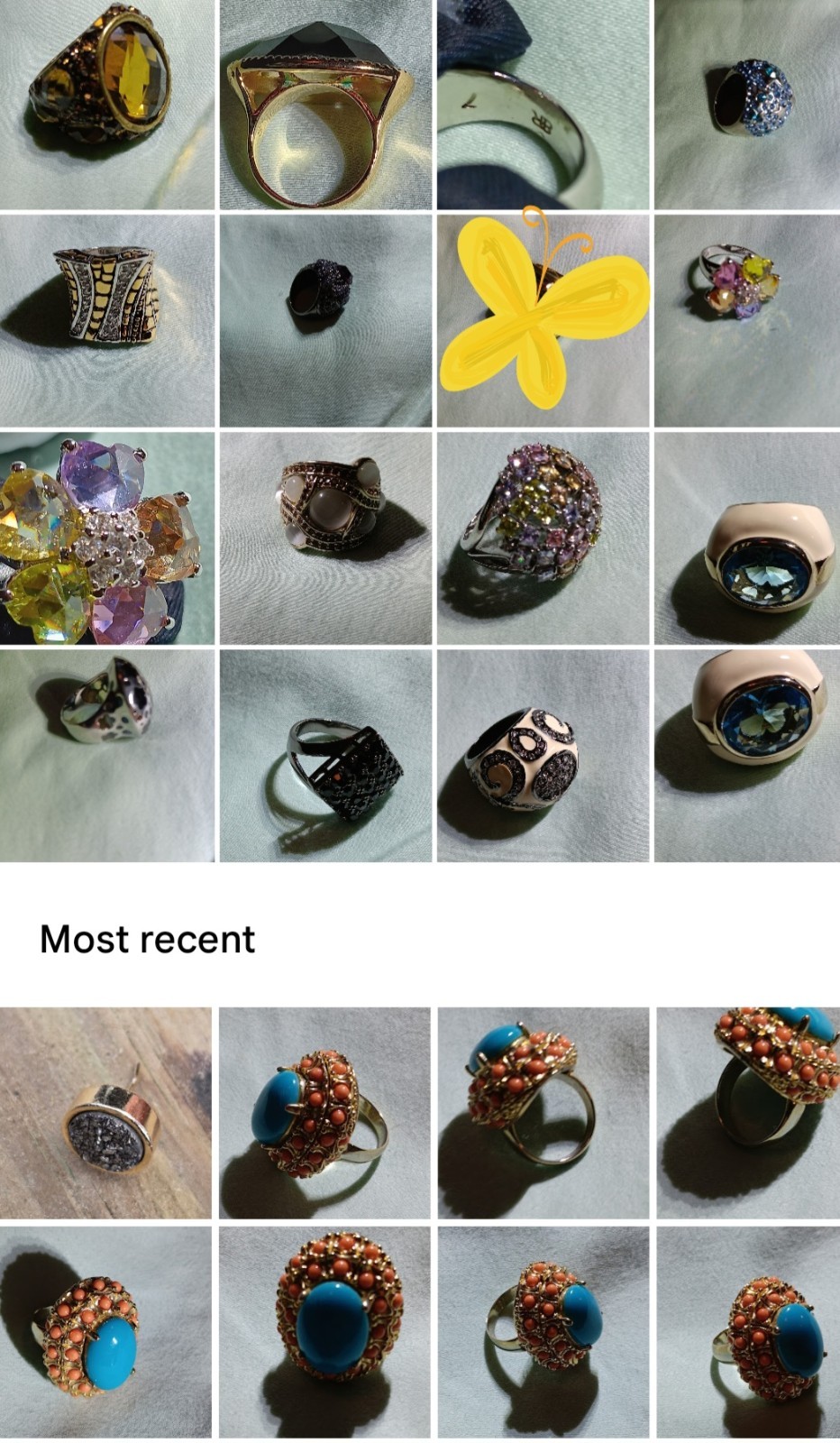 28 Pc Estate Costume Ring Lot Chunky Statement Chico’s Cannes 18K HGE w/ Tray