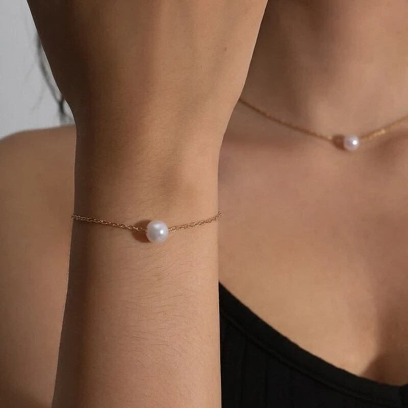 Hot White Pearl Jewelry Sets Necklace Bracelet Big Pearl Sets Unquie For Women P