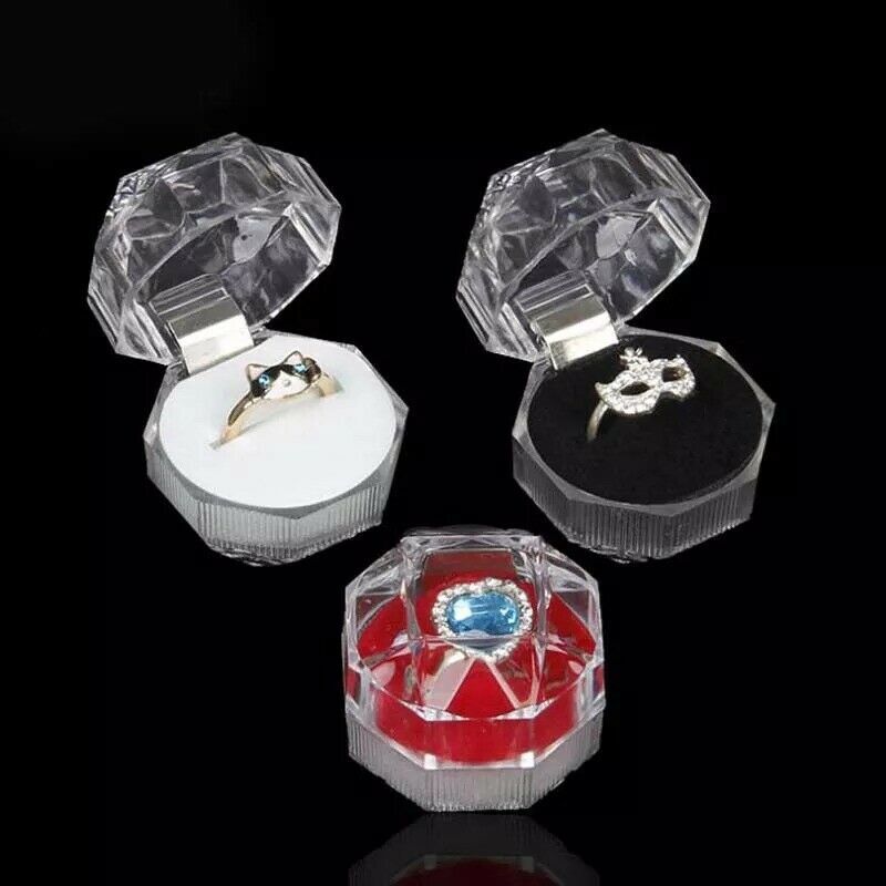 Wholesale 1/5/10/20Pcs Plastic Clear Crystal Jewelry Ring Display Storage Boxes
