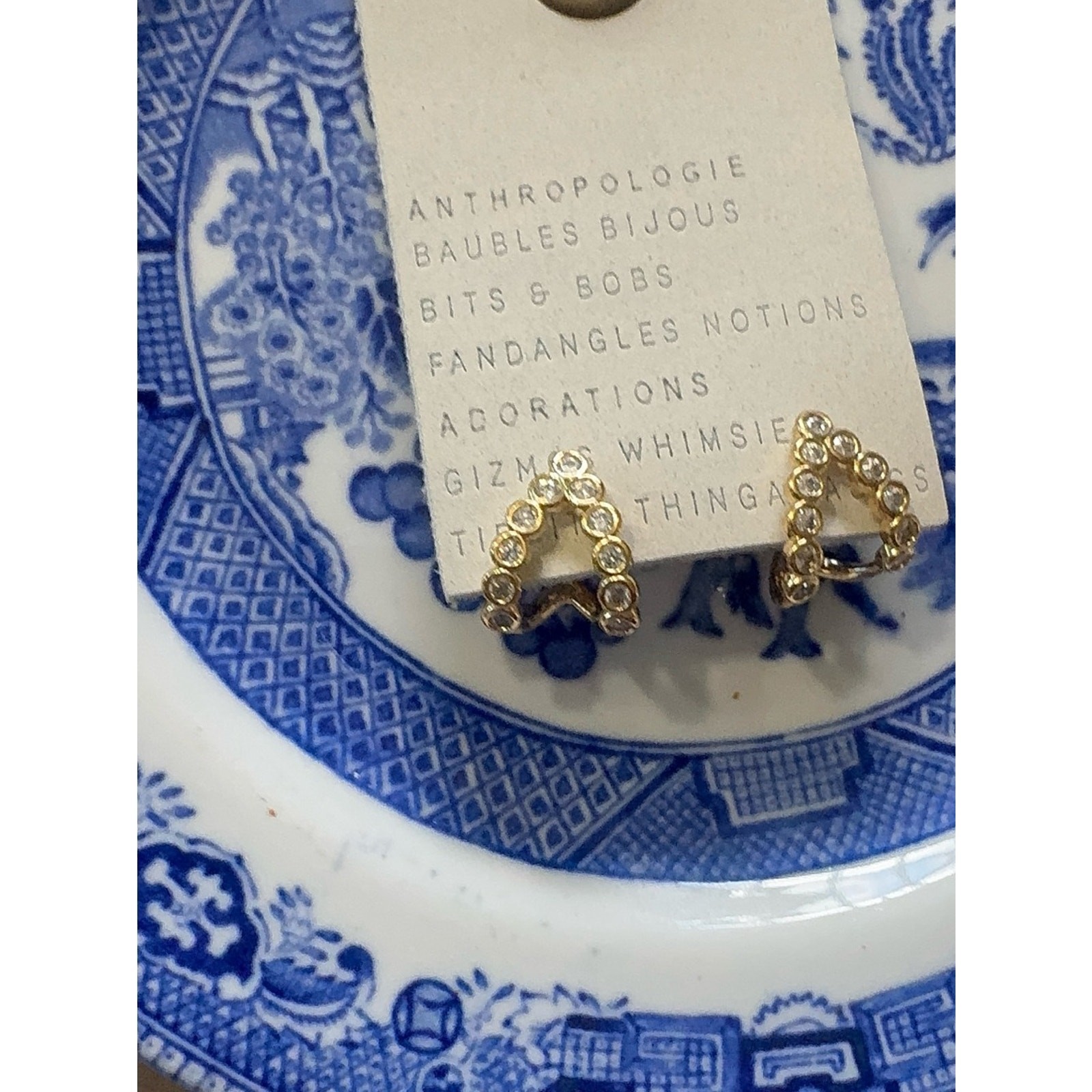 NWT Anthropologie Baubles Bijoux earrings 14k gold plated sparkly stones