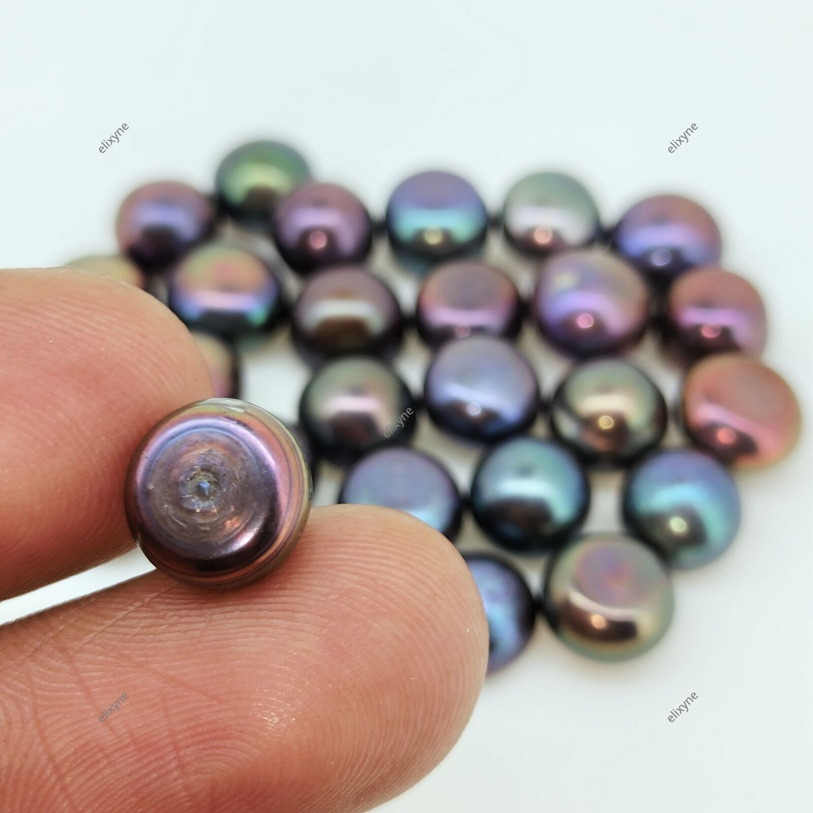Natural Tahitian Pearl 50.50 Cts Round Flat Back Certified Gemstone Lot
