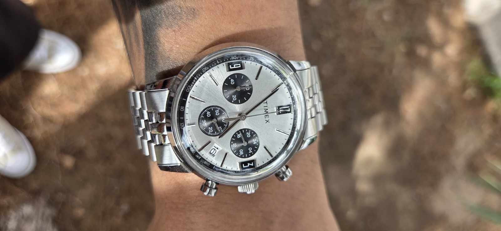 Timex Marlin Quartz Chronograph 41mm Panda Dial Jubilee Bracelet Date 30m