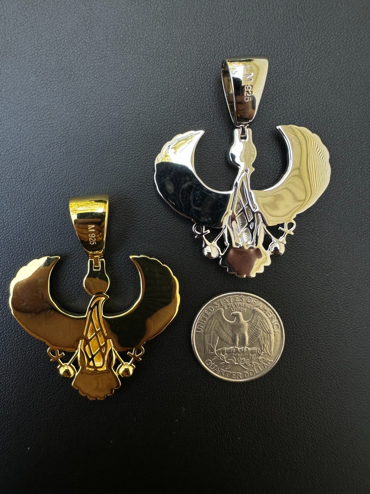 MOISSANITE Horus W. Ankh Pendant Real 925 Silver / Gold Iced Egyptian Necklace