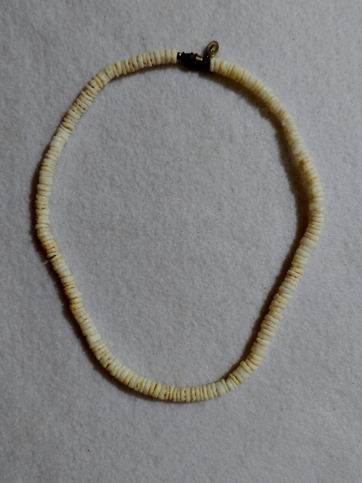 Vtg -Faux Shell Disc Necklace – Signed – see tag in pictures – 15 1/2 in Long