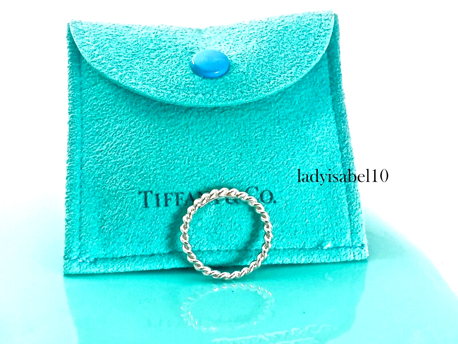 Tiffany & Co Size 4 Twist Rope Narrow Band Ring Small Silver w Pouch – Authentic