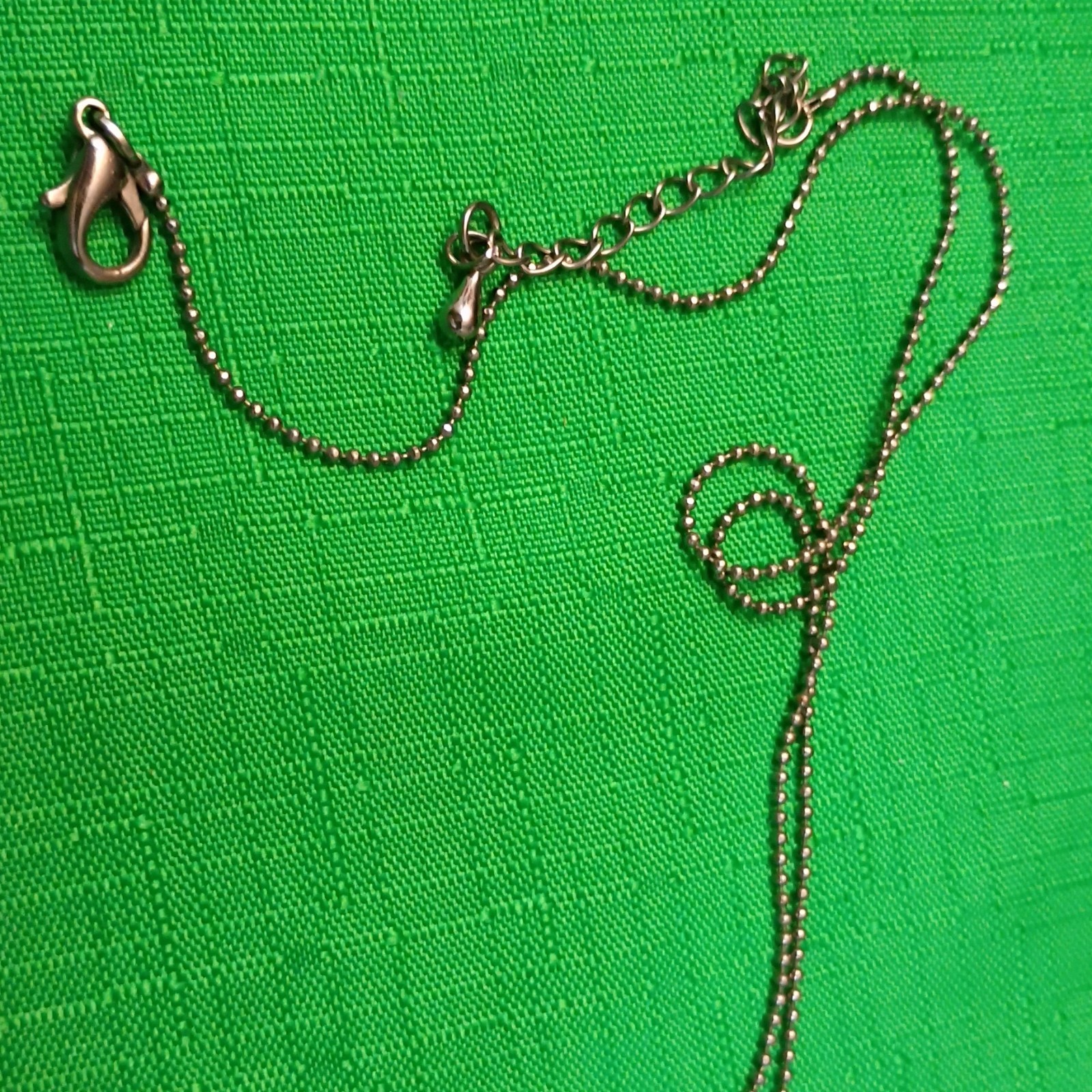 Black Crystal Heart Charm Pendant Necklace Silver Tone Ball Chain Lobster Clasp