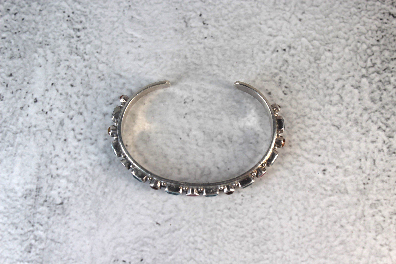 Vintage South Western Multi Stone Cuff Bracelet in Sterling Silver