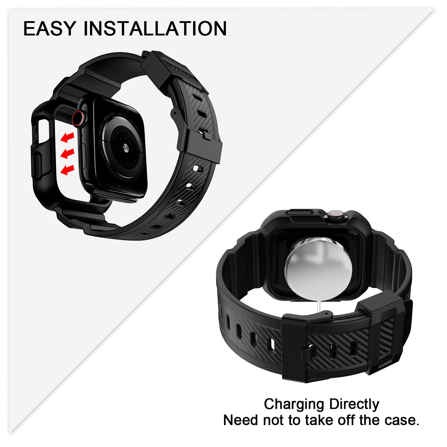 OROBAY Rugged Band Compatible with Apple Watch Band 45mm/44mm/42mm with Case,