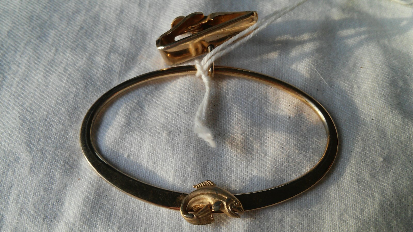 VINTAGE SWANK MENS GOLD TONE TIE CLASP ROUND RING TACK