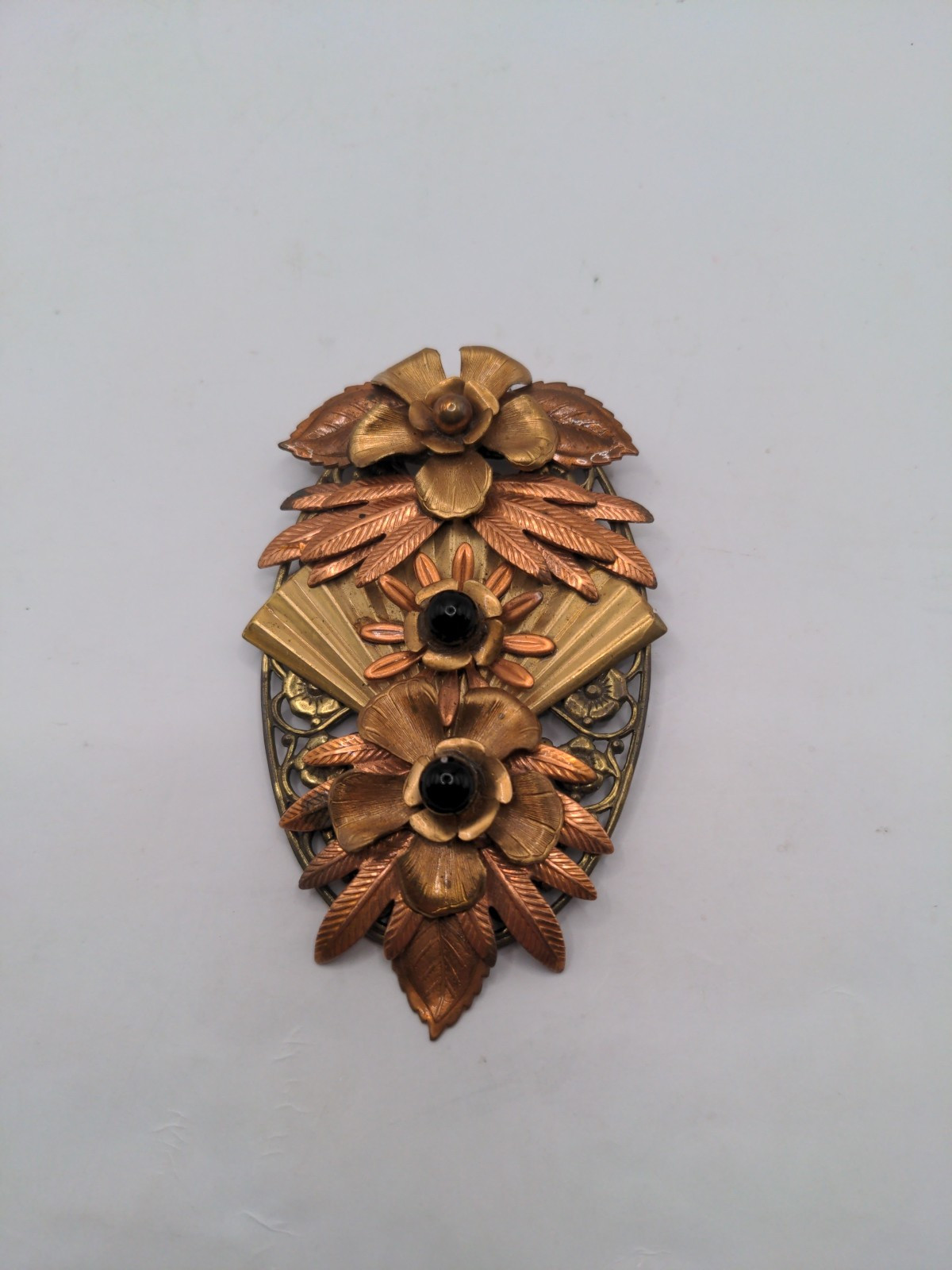 Vintage Art Deco Large Copper Flower Brooch Signed D.Lowell Boston