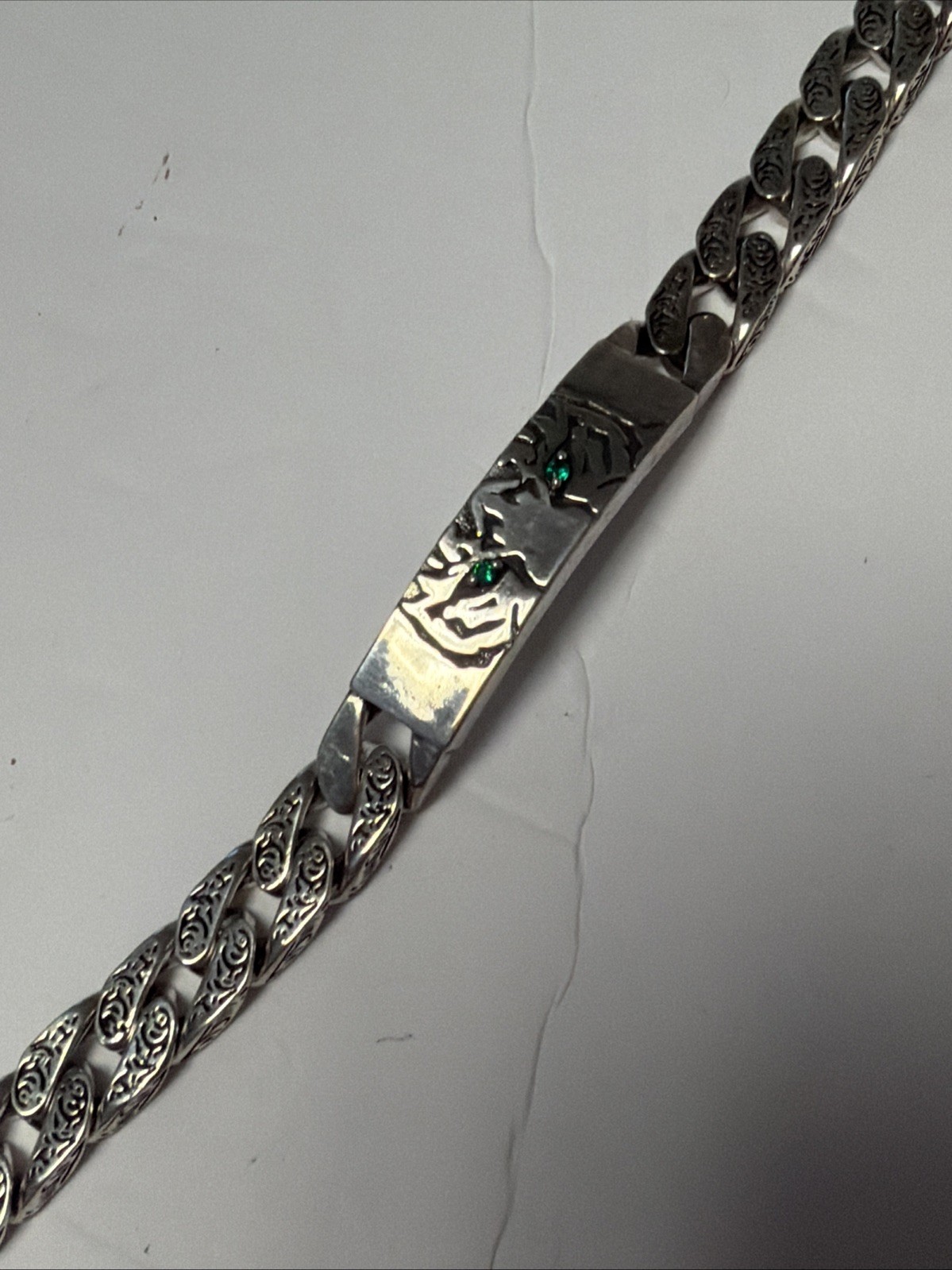 BOCAI Solid S925 Silver Bracelet Pattern Men Women Yiger Tank 20cm