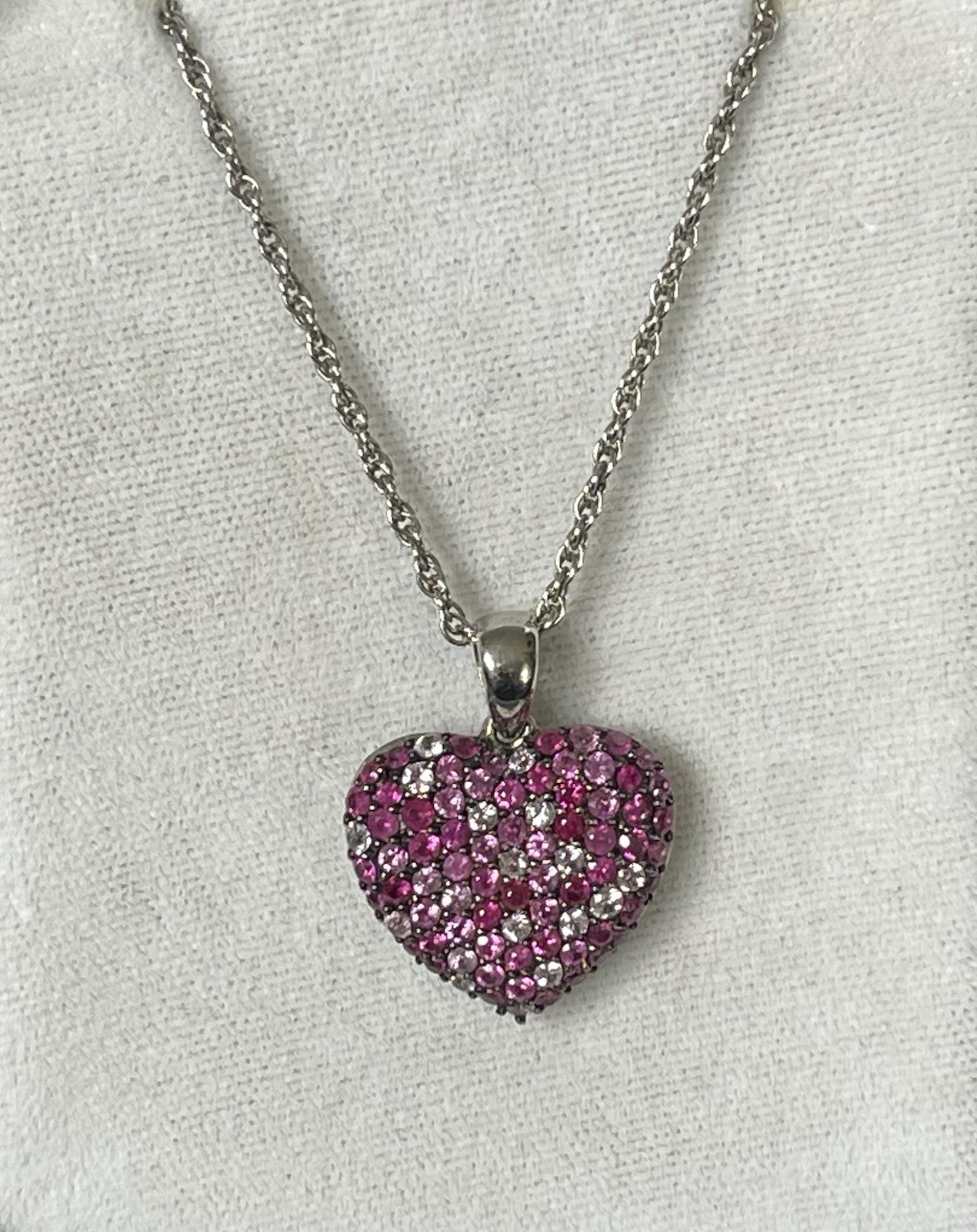 Effy 925 Sterling Silver Ombré Ruby & Pink Sapphire Heart Splash Pendant 18”