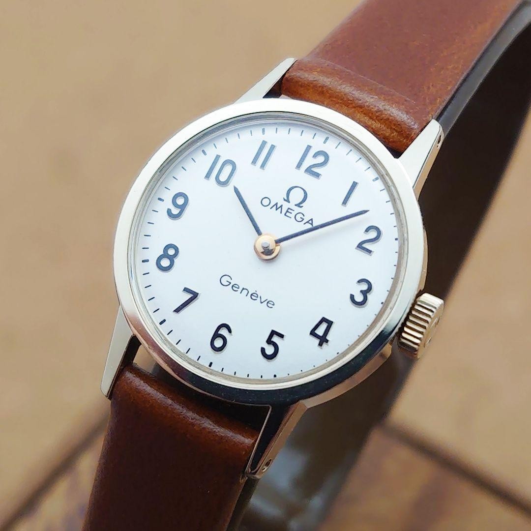 Overhauled Omega Geneve Arabic Numerals Ladies 1973 Safe packing!