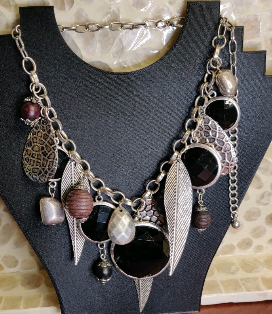 Vtg Attributed To Charro Unsigned Asymmetrical Wearable Art Statement Necklace