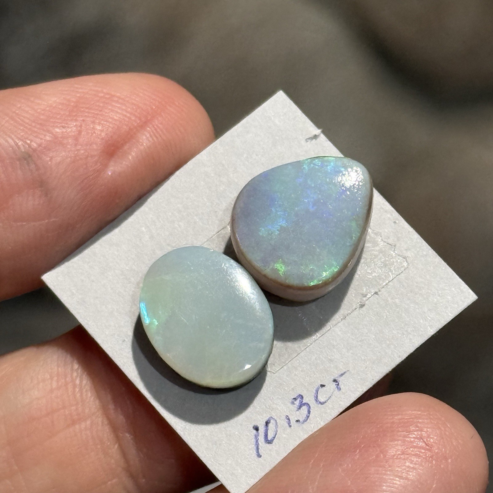 SALE 10.3ct 13x11mm 2 Pc Lot Gray Australian Doublet Opal Cabochon Gems