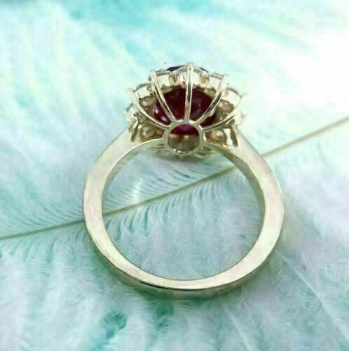 4.90Ct Natural Red Ruby Art Deco Antique Vintage Wedding Ring 14K Yellow Gold FN