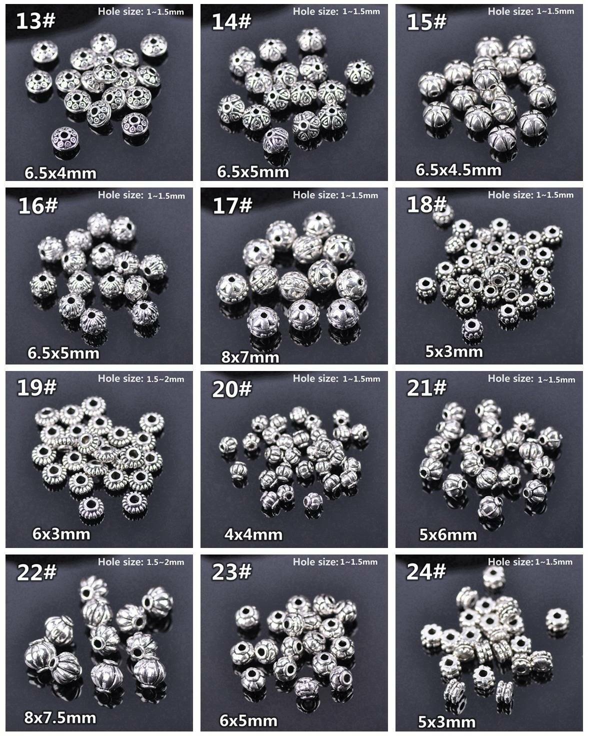 50pcs Tibetan Silver Metal Loose Spacer Craft Beads lot Wholesale Jewelry Making