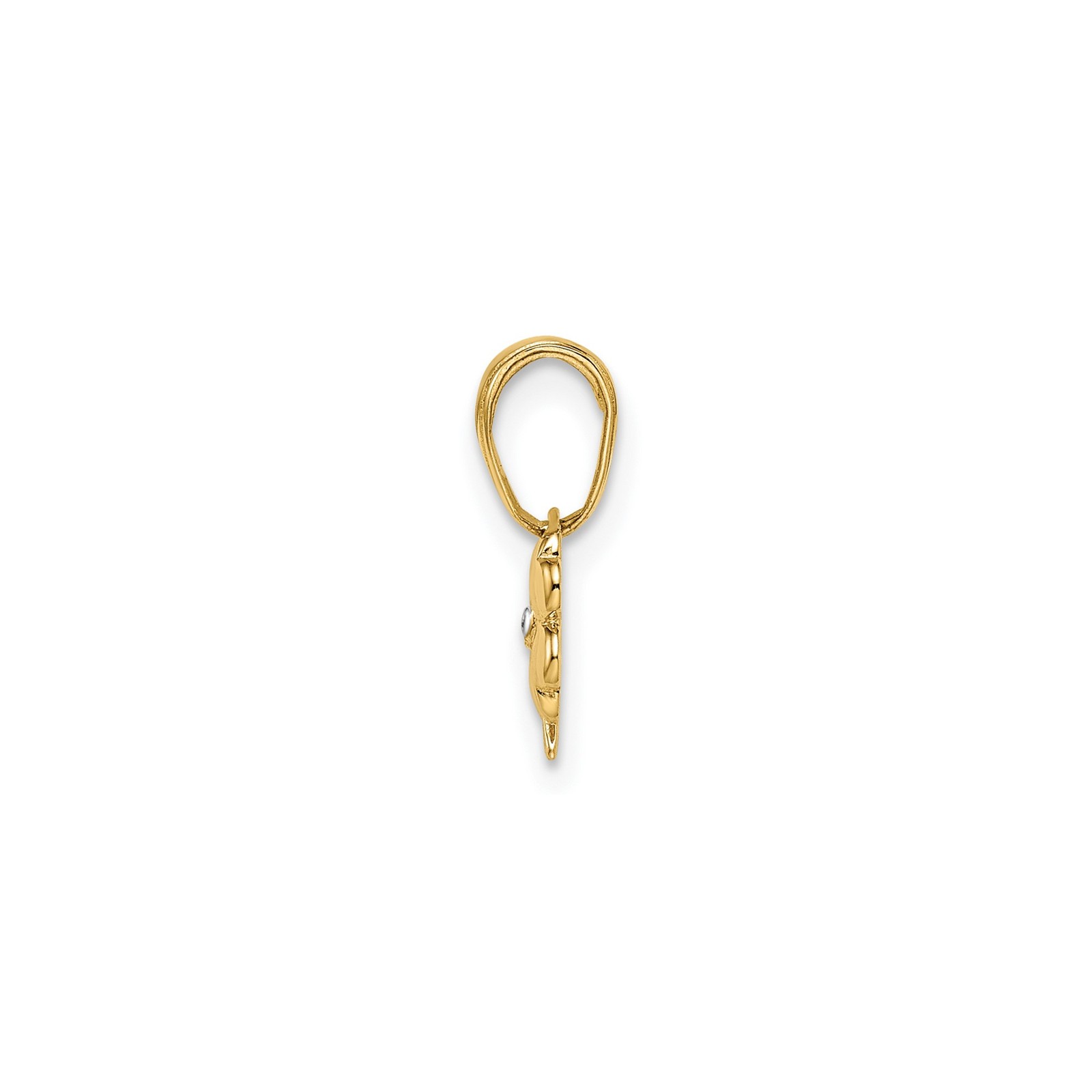 14k Yellow Gold Four-Leaf Clover Pendant Rhodium Center Lucky Charm Irish Jewelr