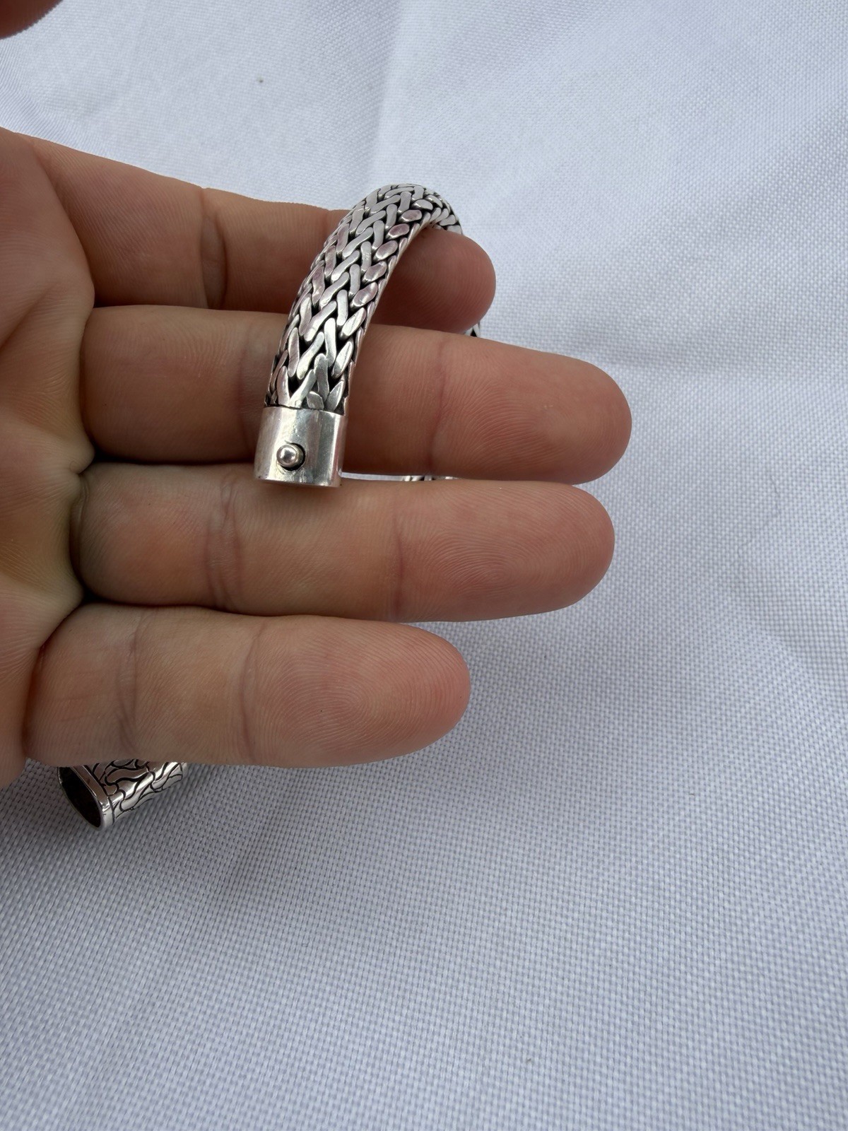 John Hardy Sterling Bracelet 925 Full Link Polished Twisted Size 7.25