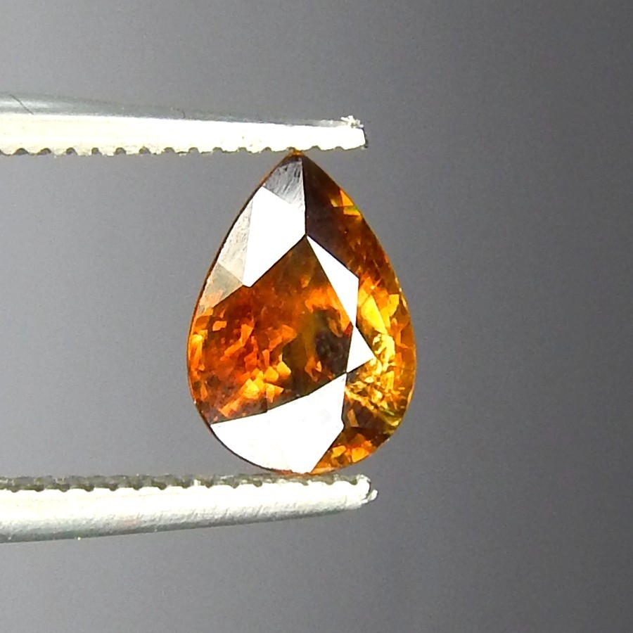 1.5ct Orange Sphene Vivid Pleochroic Flash Natural Mined Unheated Faceted Pear