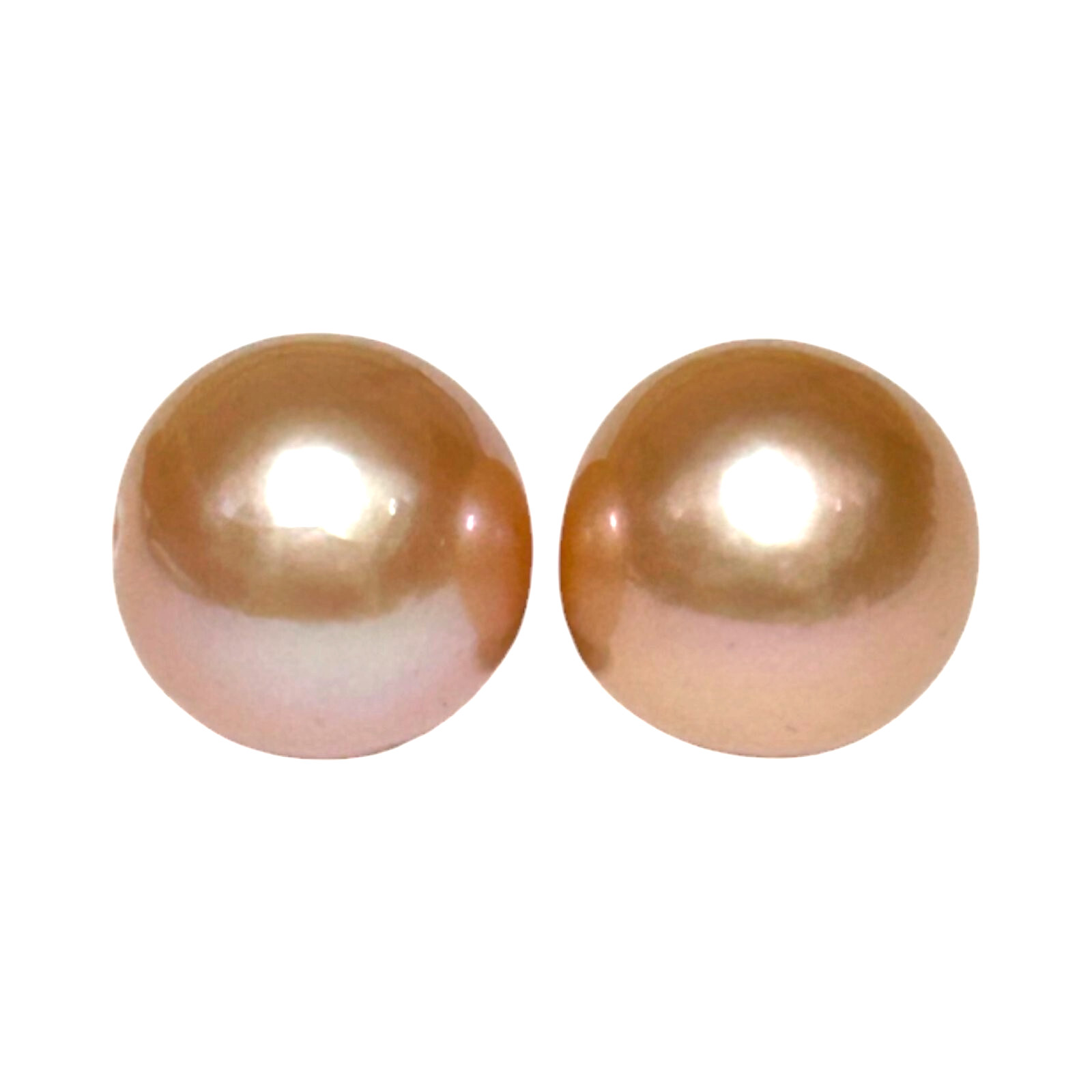 Huge A Pair 12.8 and 12.9mm 30.1 Carats Purple Pink Keshi Round Cultured Pearls