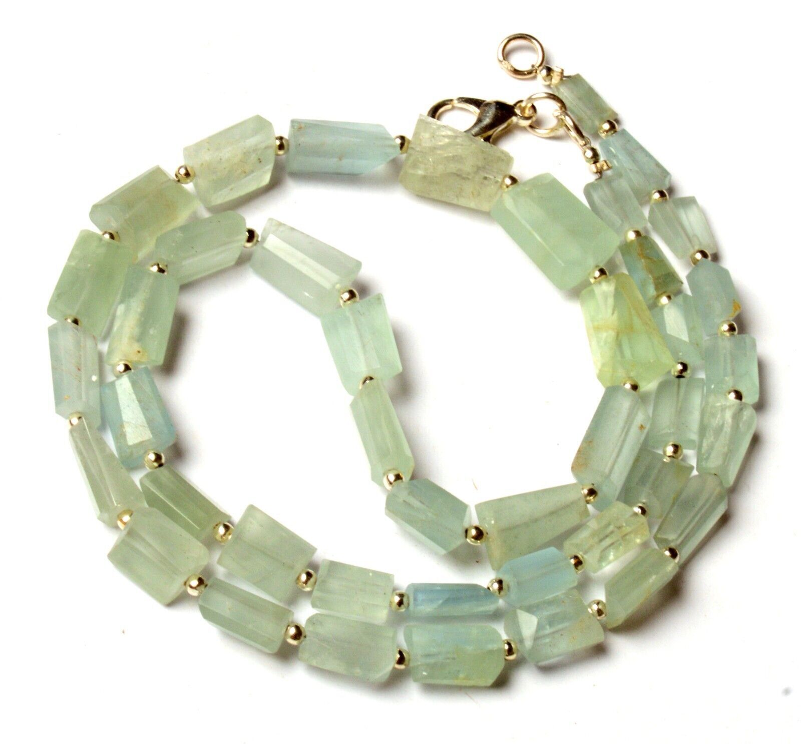 Natural Aquamarine Gemstone 7 to 13 mm Faceted Nugget Shape Beads 20″ Neckalce
