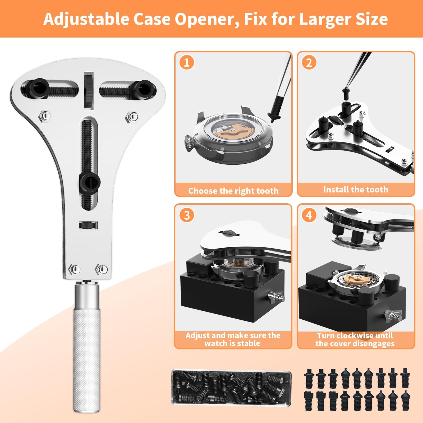 Watch Link Removal Kit, BYNIIUR Repair Case Opener Black