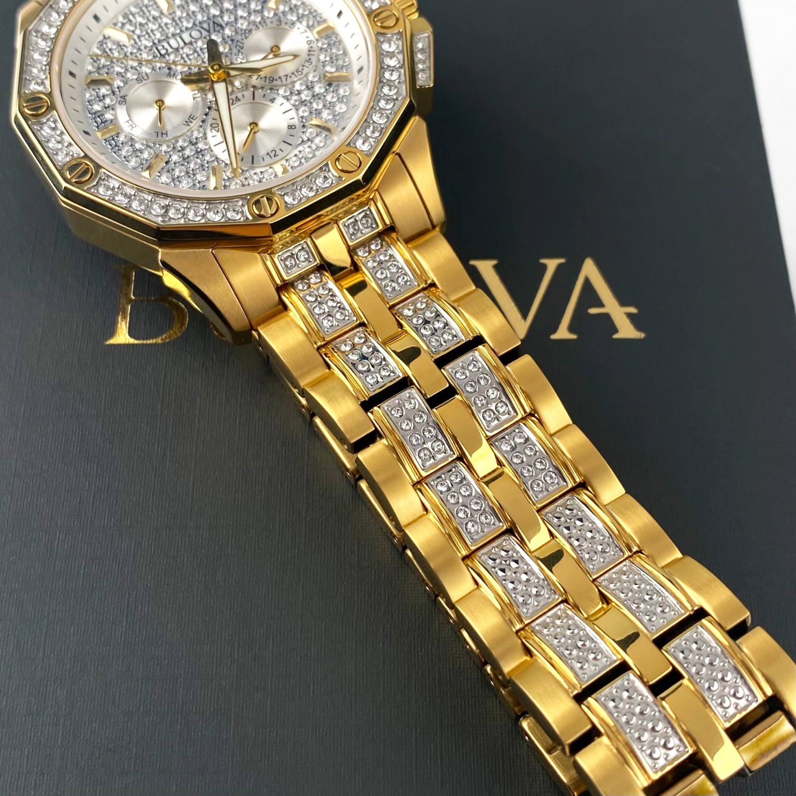 Bulova Octava 98C126 Quartz 41.5mm Crystal Dial Gold-Tone Men’s Watch
