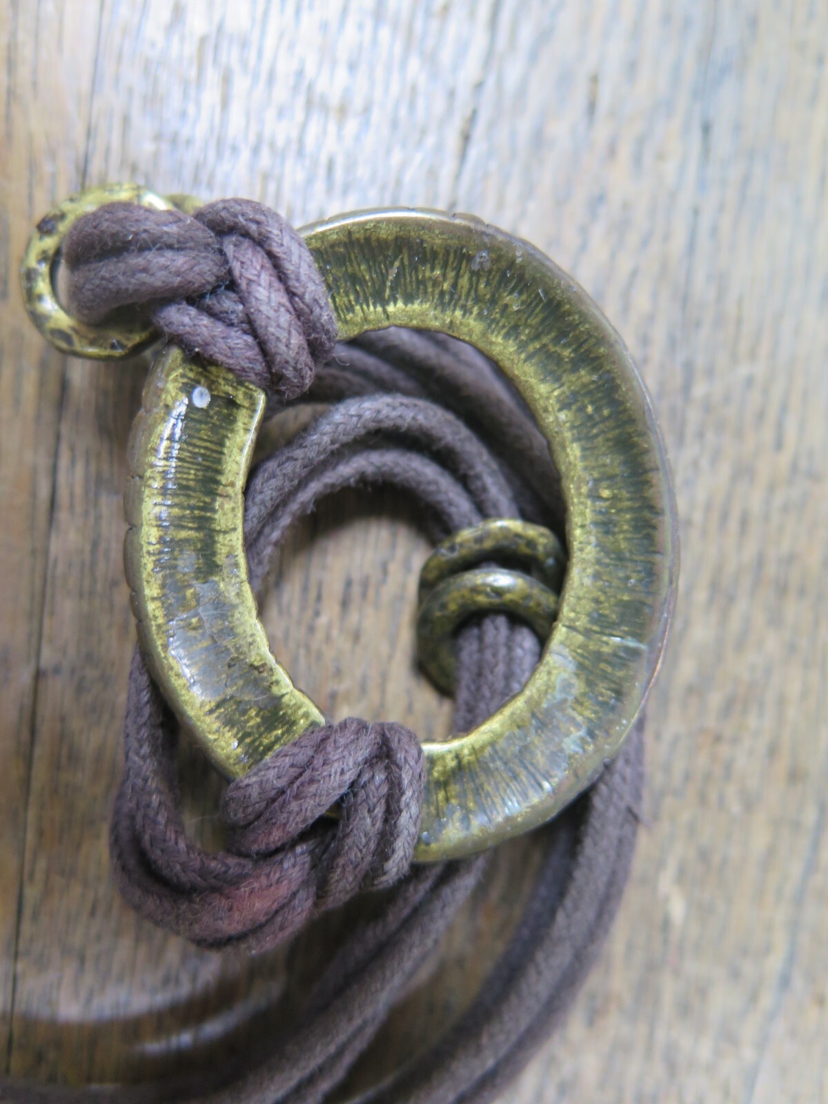 NECKLACE VCLM bronze Tone , Brown Rope type Chain Rare Find