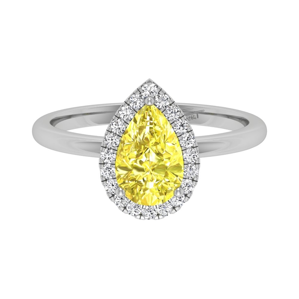 18K White Gold Pear Shape Lab Grown Diamond Engagement Ring 1.13ct Certified