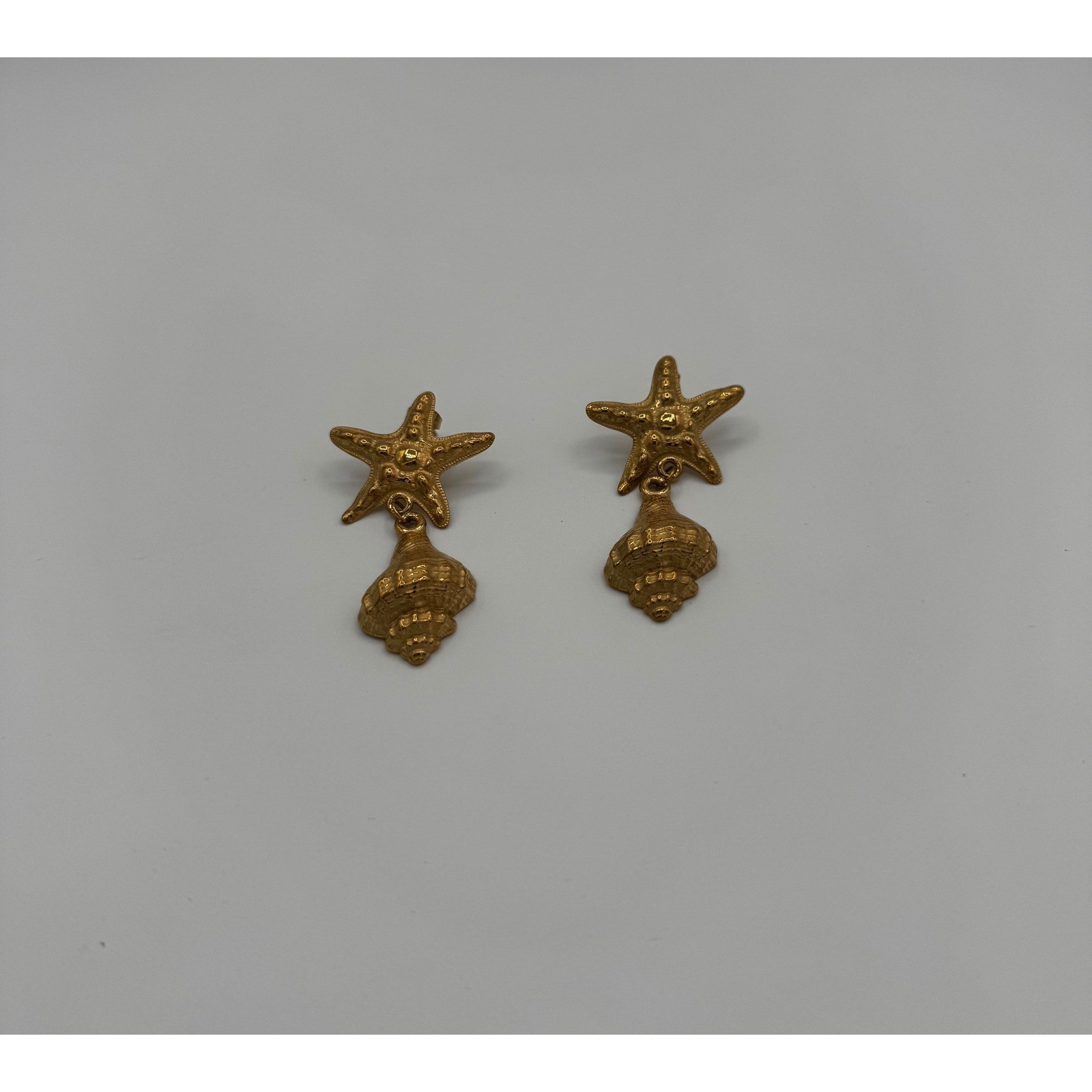 Mayamar Starfish Seashell Earrings Women OS Gold Nautical Drop MSRP $102 Beach