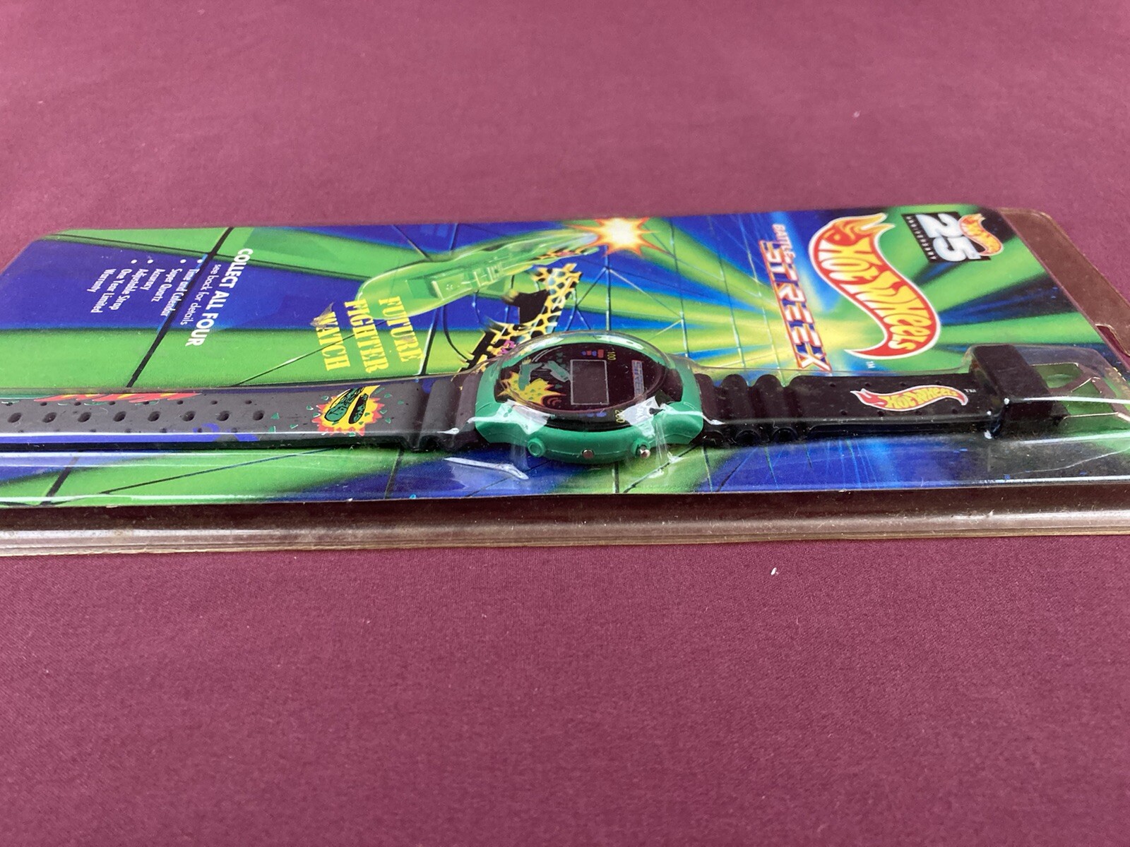 Vintage Hot Wheels 25th Anniversay Digital Wrist Watch Battle Streex Band NIB