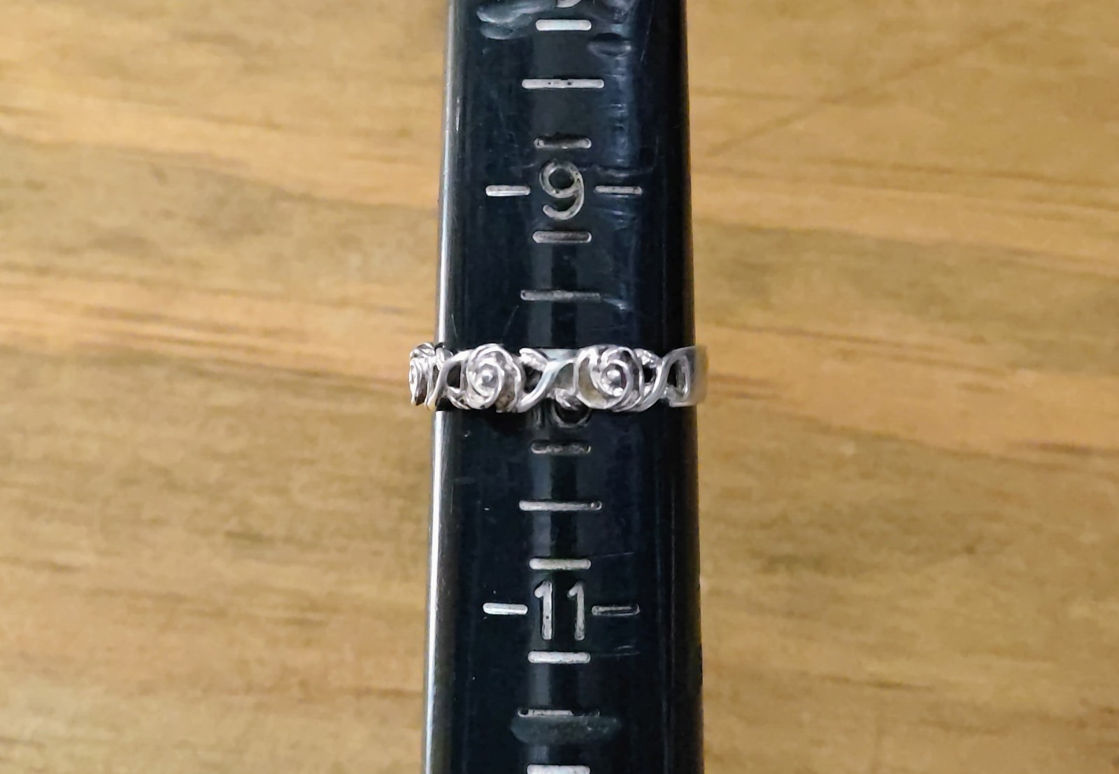 Vintage Sterling Silver 925 Rose Chain Band Ring Size 10 3mm Wide 2.6 Grams 925