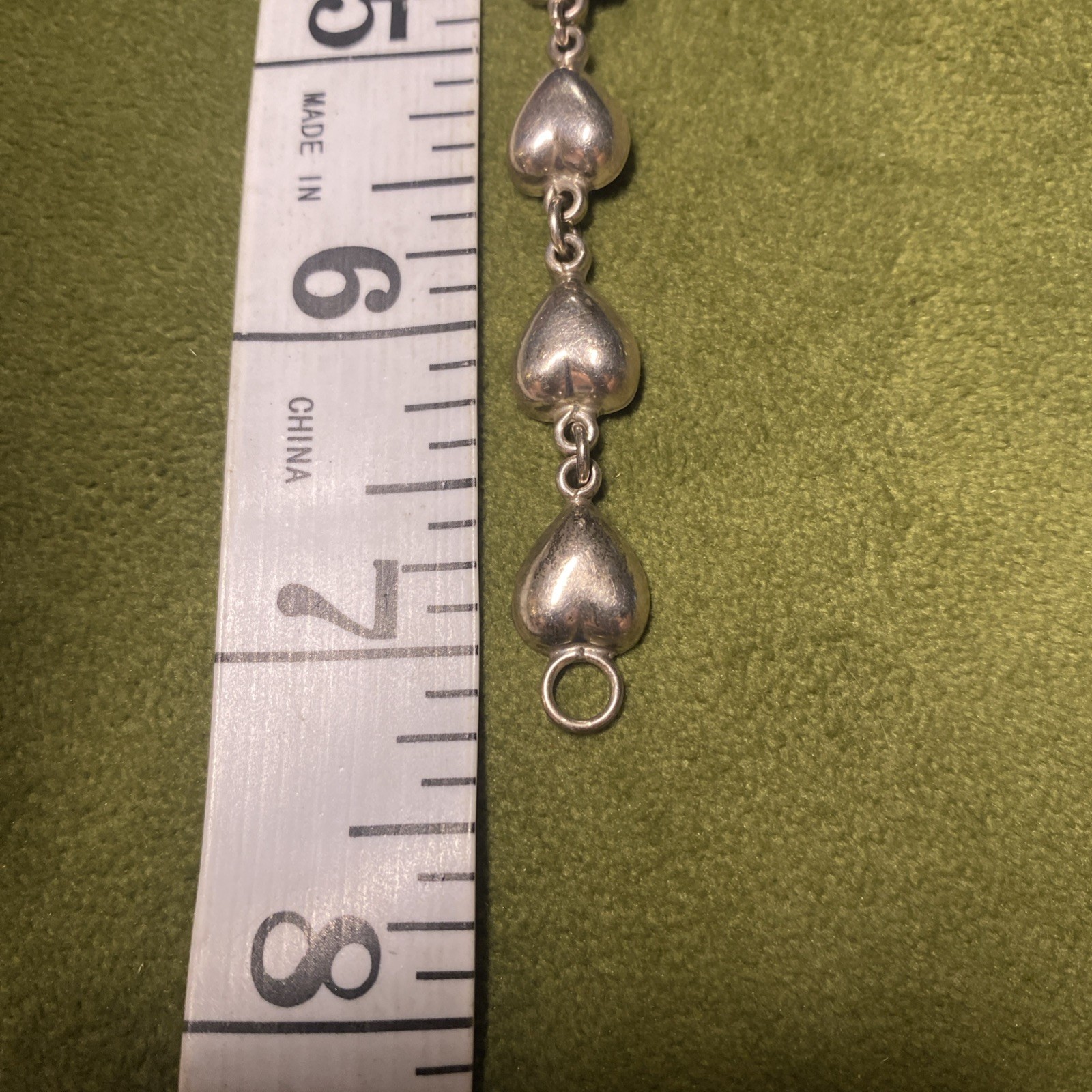 Vintage Taxco sterling Classic Seven Puffy Hearts 7.25″ Bracelet Mexico Silver