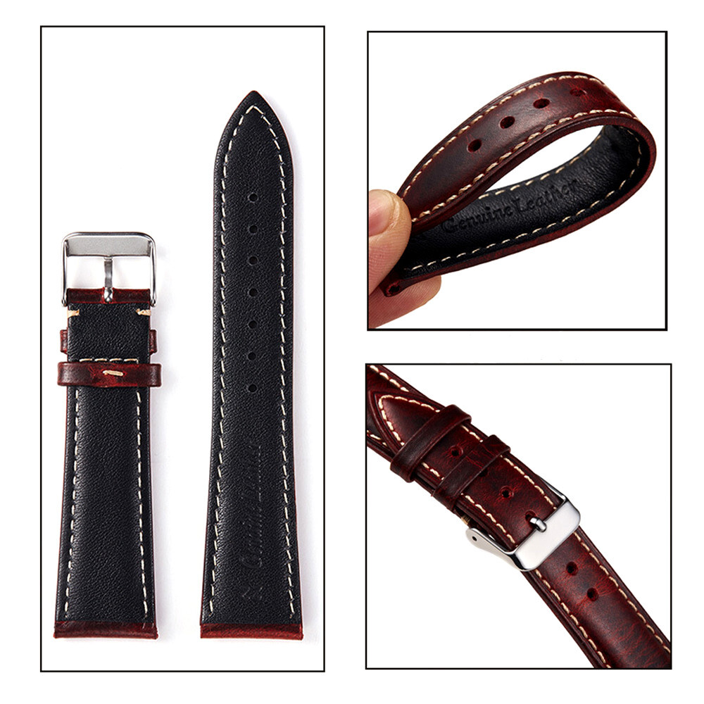 New Vintage Oil Wax Genuine Leather Watch Strap Band 18mm 19mm 20mm 21mm 22mm