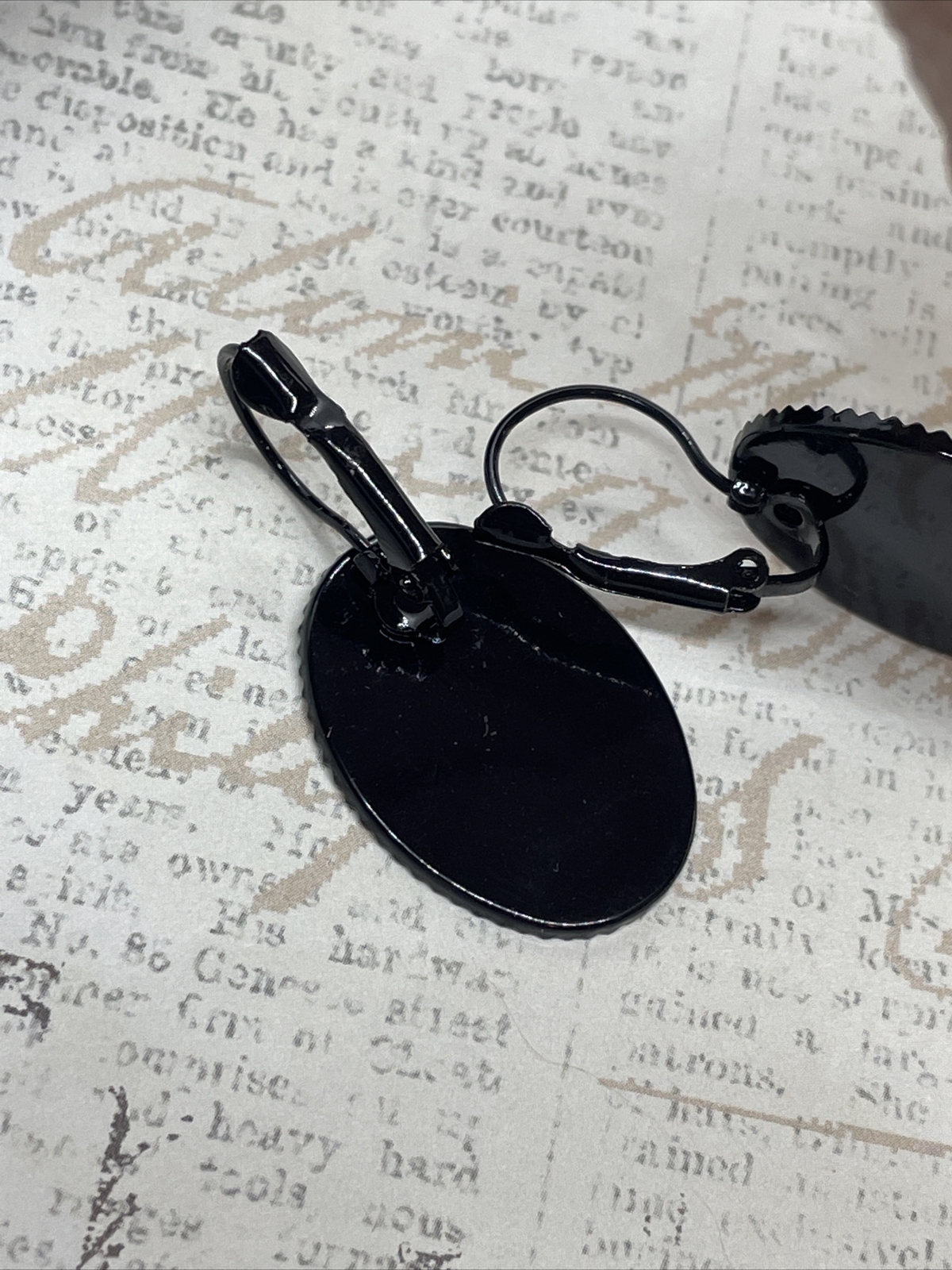 Rose Victorian Gift Wedding Cream & Black Setting Enamel Earrings Cameo Birthday