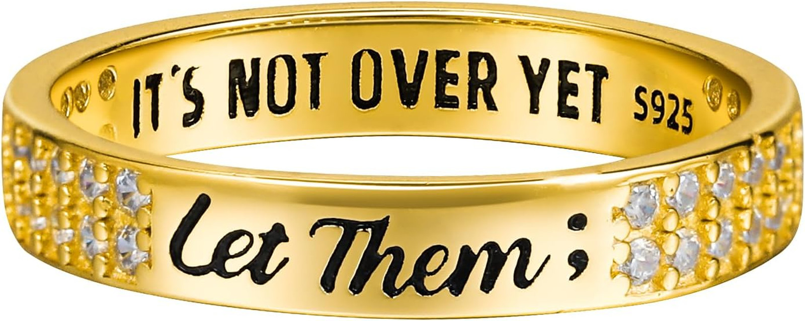 925 Sterling Silver Let Them Ring for Women Men Friendship Rings Self Worth Moti