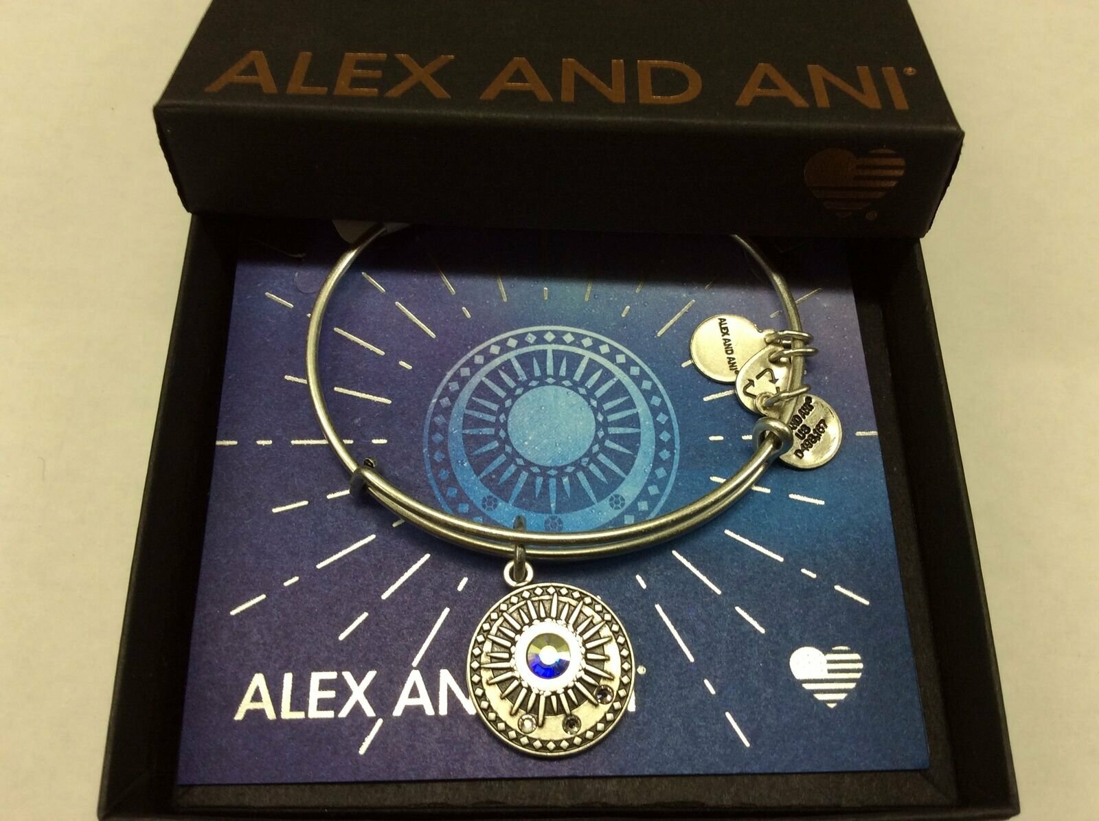 Alex and Ani Midnight Sun Bangle Bracelet Rafaelian Silver NWTBC
