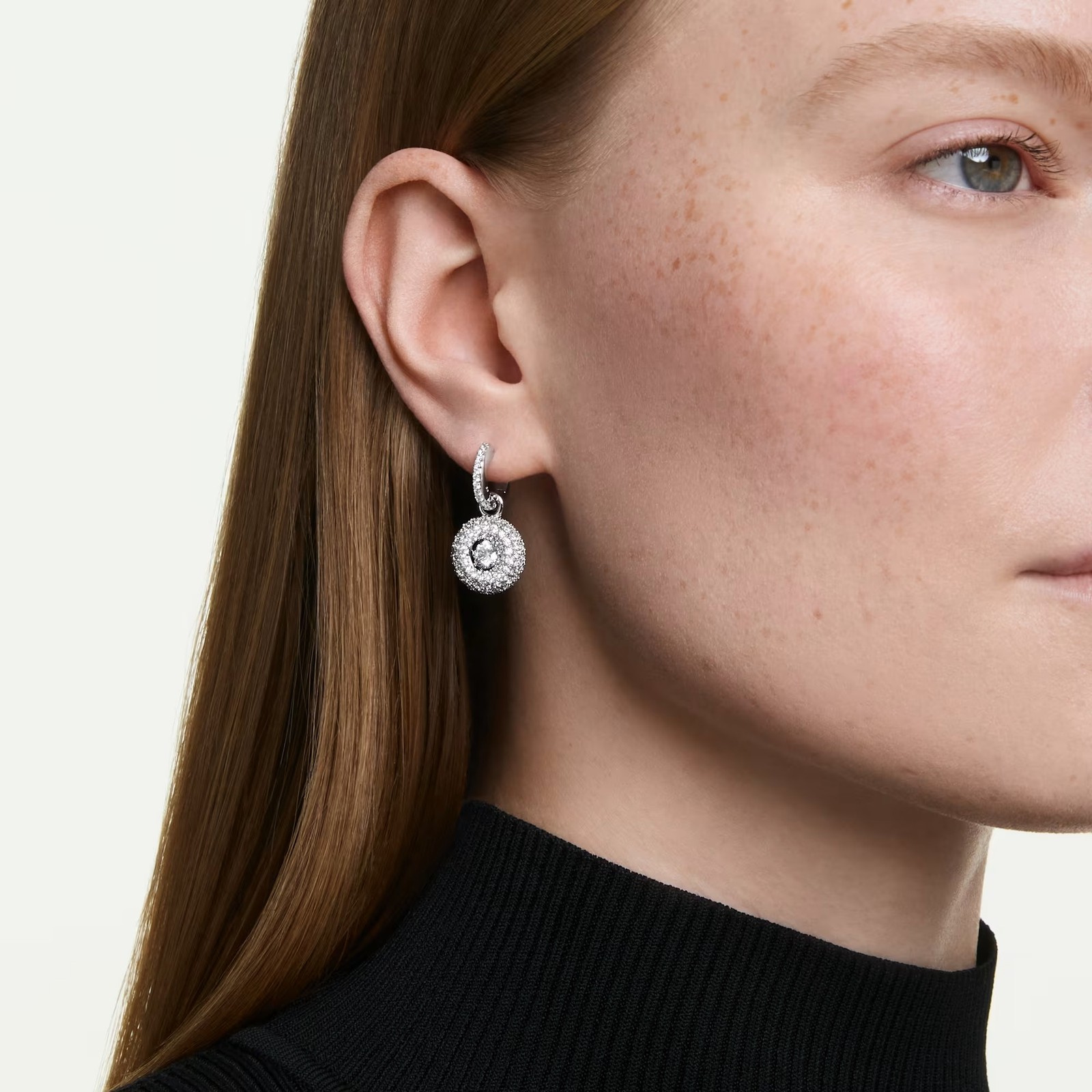 Swarovski Zirconia Sublima Drop Earrings Round Cut White, Rhodium Plated 5738193