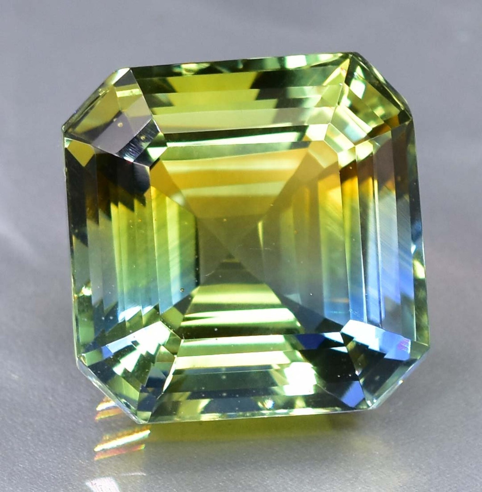 10 Ct Natural Yellow Blue Bi-Color Parti Sapphire CERTIFIED Gemstone Asscher