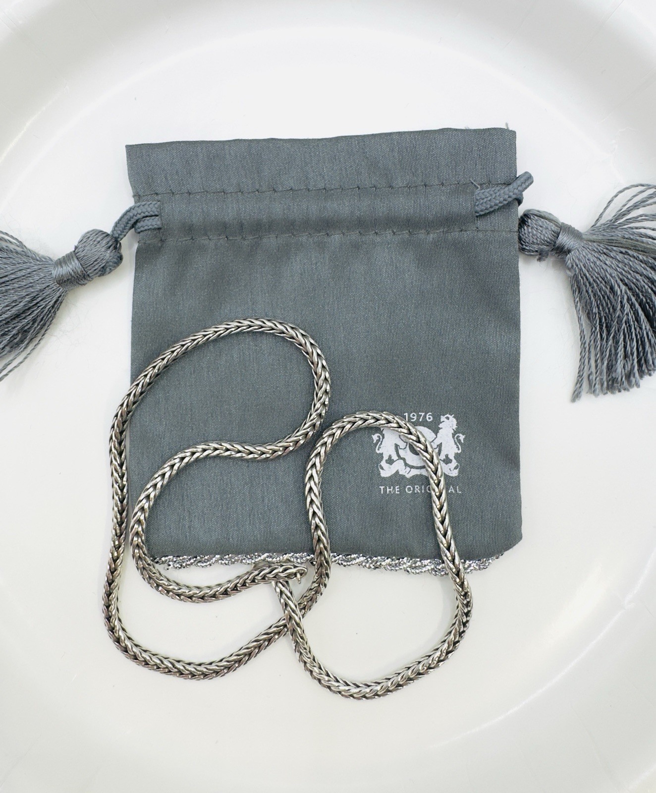 Trollbeads Original Foxtail Necklace Silver 17.7 (16.7 actual) Retail Is $319