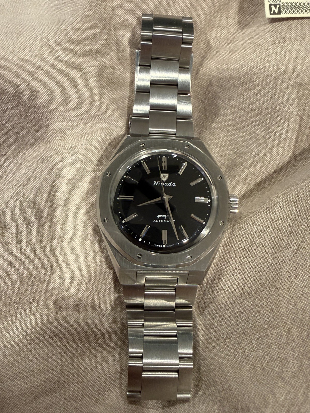 Nivada Grenchen F77 Onyx Dial No Date Automatic Watch 38mm
