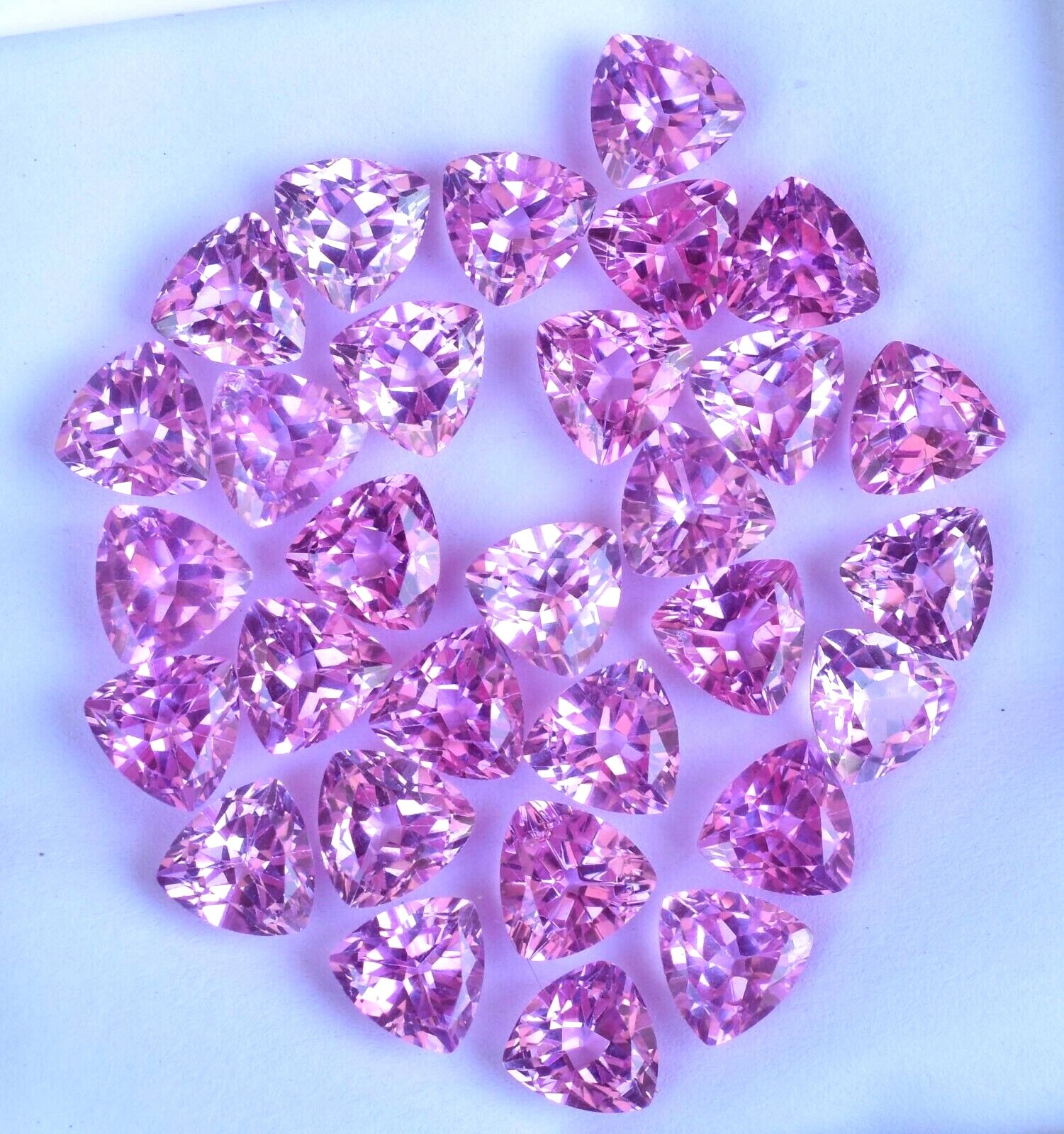 30 Pcs Natural Mogok Pink Ruby Trillion 6.90 MM Certified Treated Gemstone