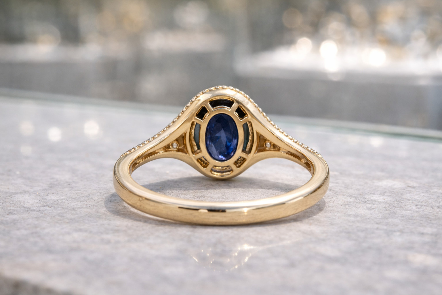3.00 Ct Oval Natural Sapphire & Diamond Wedding Gift Ring 14K Yellow Gold Sz 7