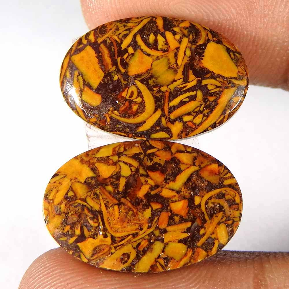 20.40Cts100%Natural Best Grade Mariam Jasper Oval Pair Cabochon Gemstone