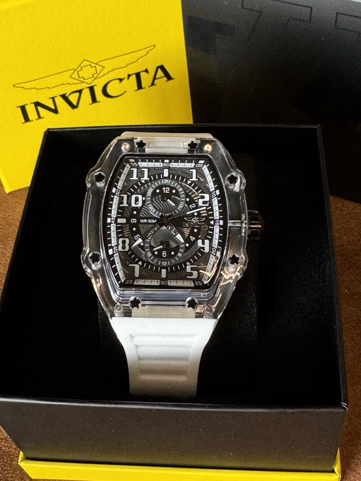 Invicta Racing Cyclone Men’s Watch – 48.5mm, Smoke/White (48719)